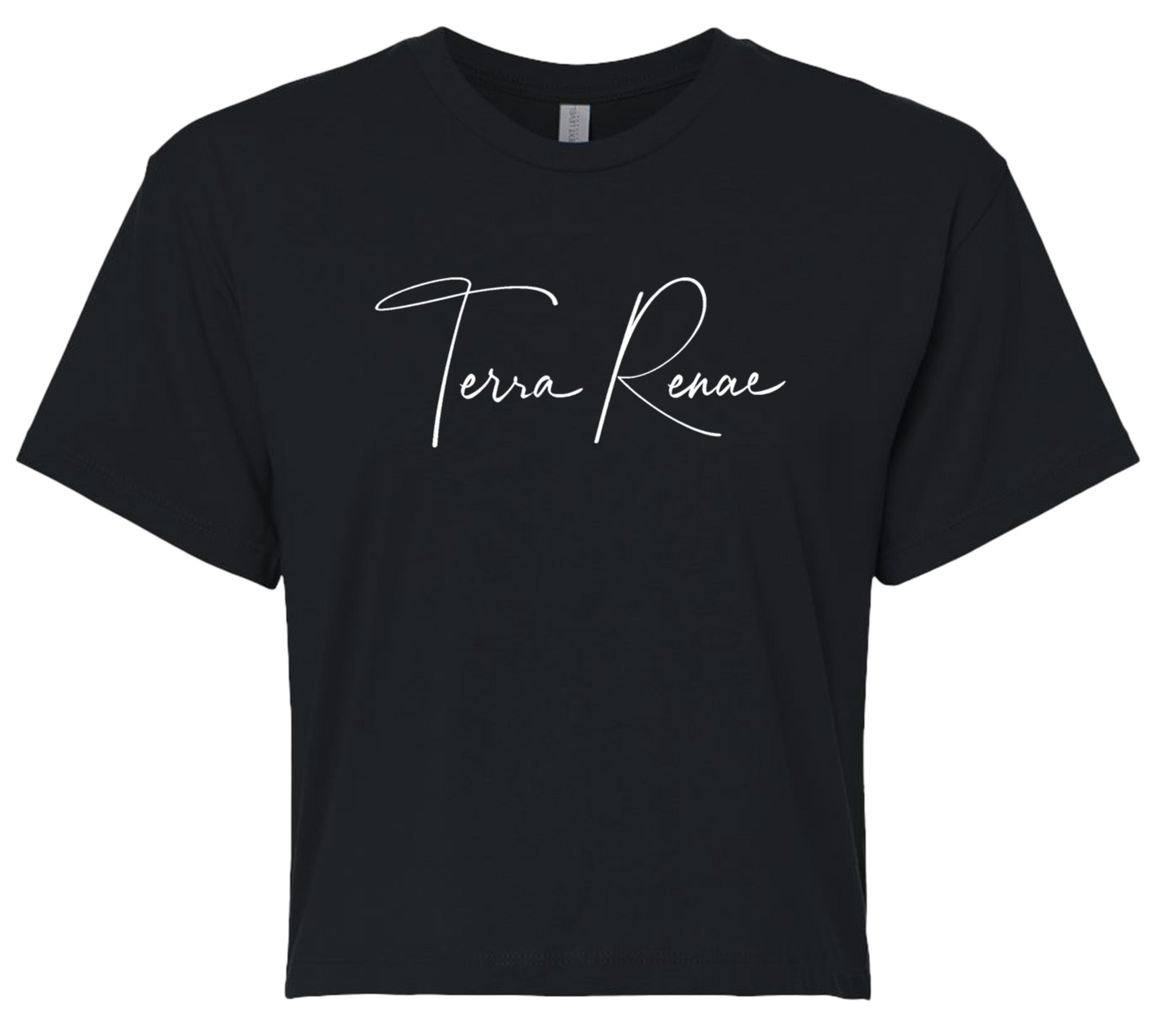 Cropped Short Sleeve T-Shirt w/ Logo (Black)