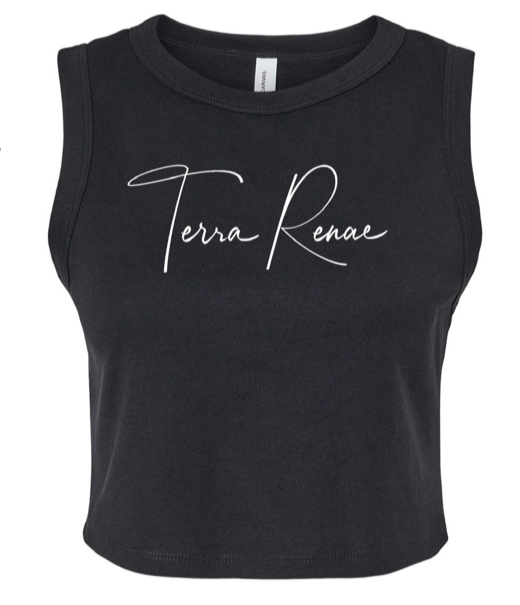 Cropped Tank Top w/ Logo (Black)